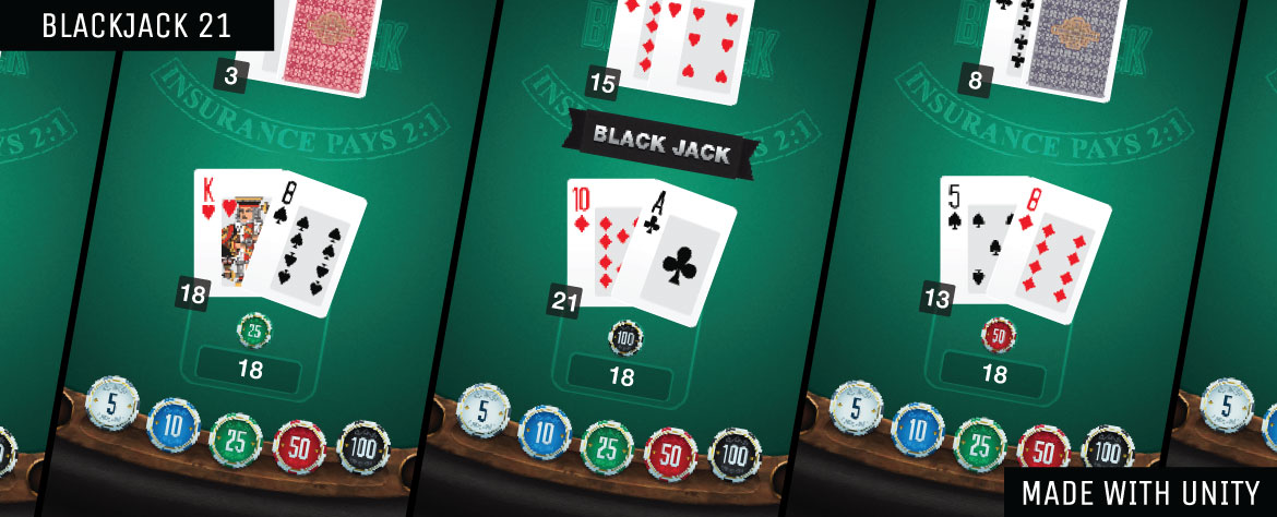 A blackjack game table with cards on it